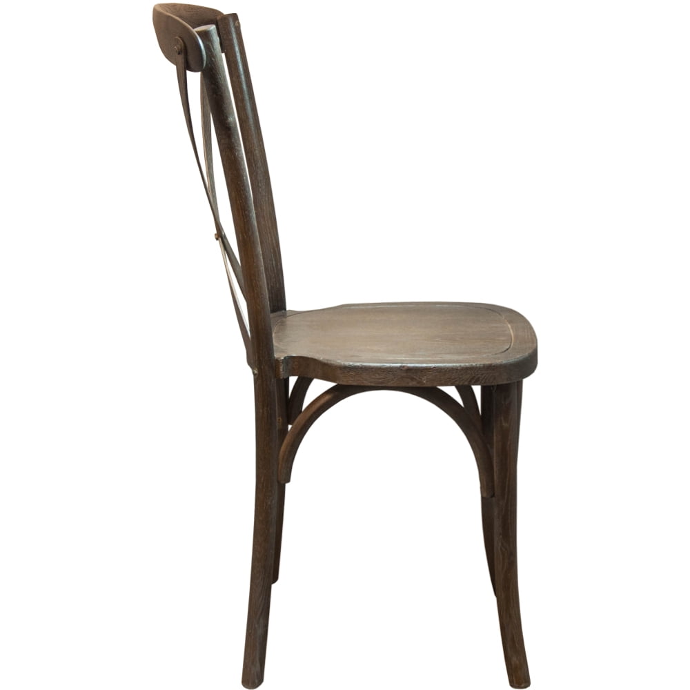 Emma + Oliver 2-pack Hand Scraped Dark Natural X-Back Chair