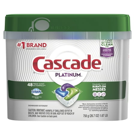 Cascade Platinum ActionPacs, Dishwasher Detergent, Fresh Scent, 48 (Best Dishwasher Machine Detergent)