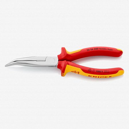 

Knipex 26-26-200 8 Bent Snipe Nose Side Cutting Pliers (Stork Beak Pliers) - Insulated