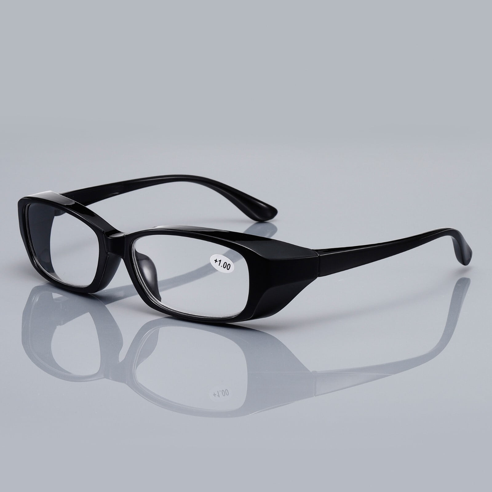 12 PK Full Lens Men Womens Black Reading Glasses Clear Readers with Side Shields
