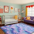 thumbnail image 3 of ZENELESS Fluffy Area Rugs for Living Room,4x6 Shag Rectangular Carpets for Bedroom Tie-Dye Blue Rainbow, 3 of 8