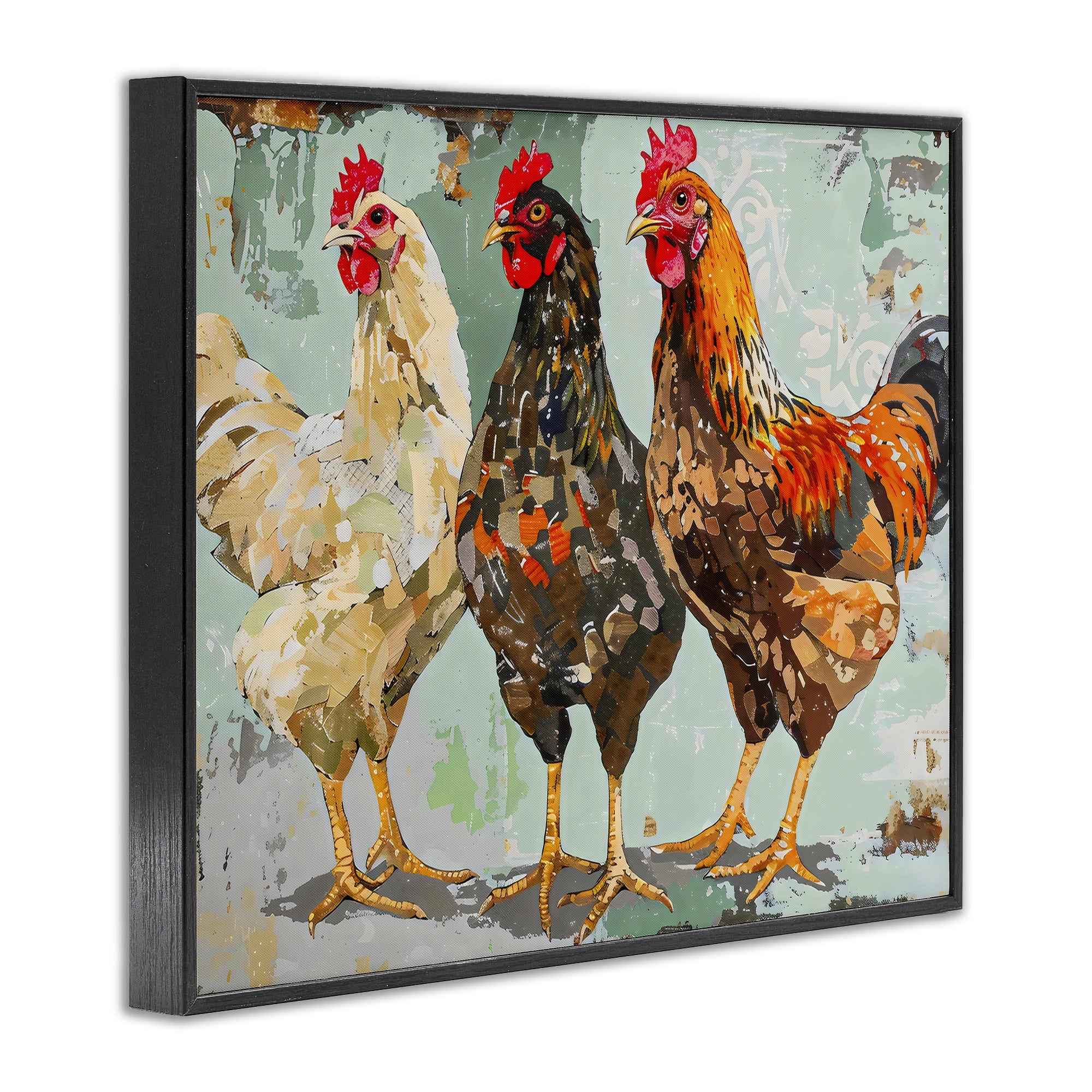 Stupell Industries Abstract Chickens Trio Black Framed Giclee Art, design by Creative Studio