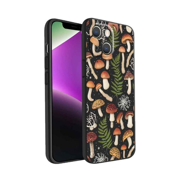 Mushroom-forest-aesthetic-1 Phone Case, Degined for iPhone 14 Plus Case Men Women, Flexible Silicone Shockproof Case for iPhone 14 Plus