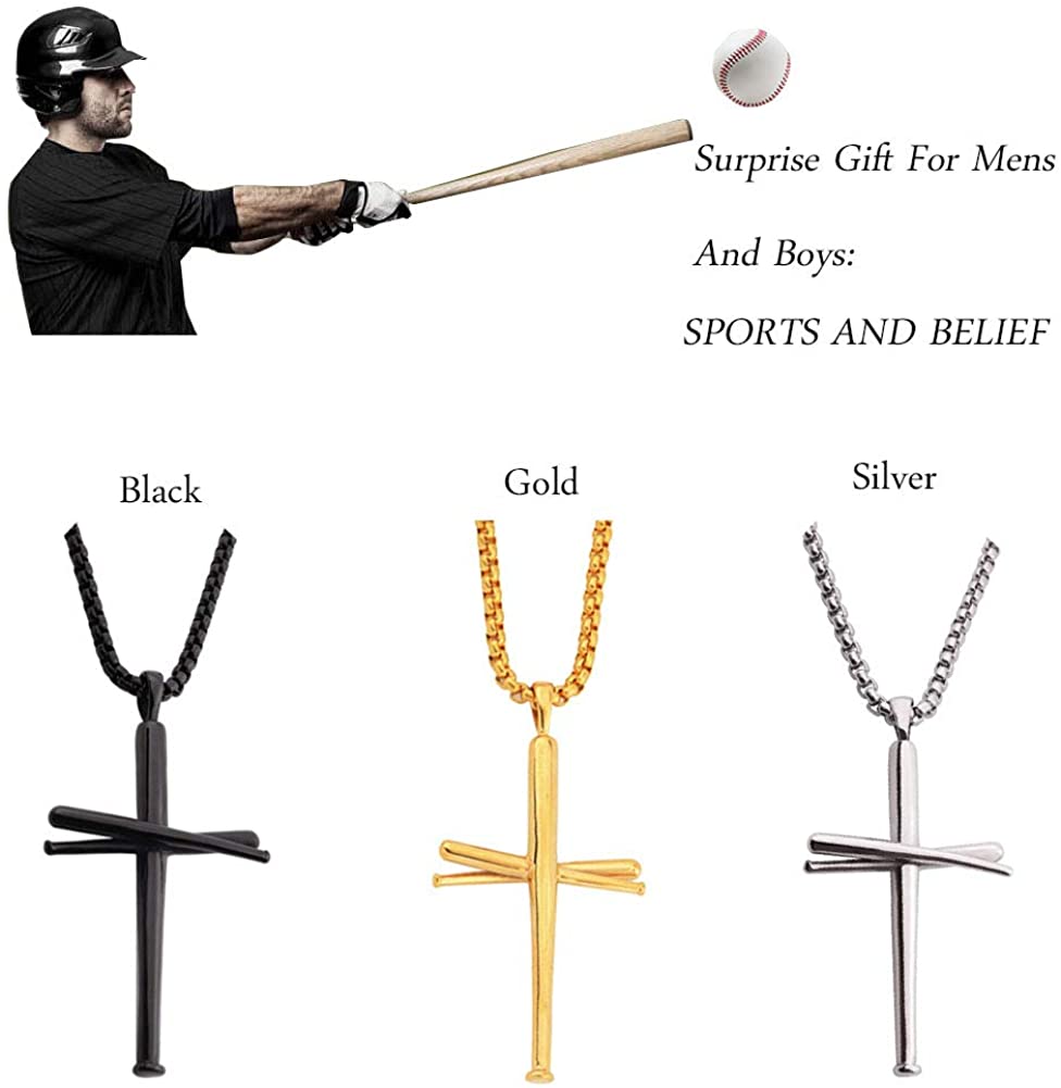 Baseball Bat Cross for Boys Mens Sports 
