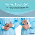thumbnail image 3 of ProtectX (Blue 100 Pack) Disposable Breathable Polypropylene Isolation Gown with Elastic Knit Cuffs, Covered Back, Extra-Long Double Ties, Universal Size, 3 of 6