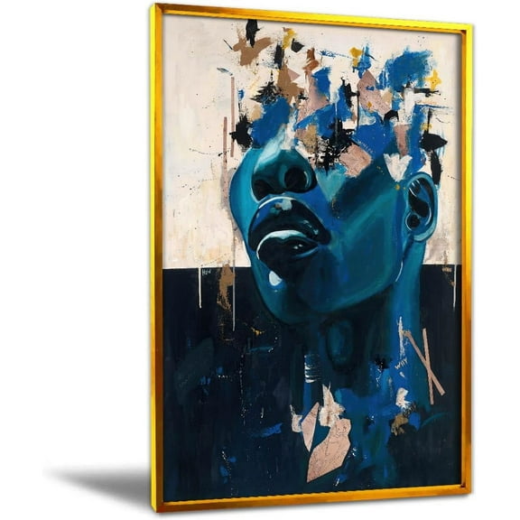 Aaheei Golden Aluminum alloy Black Women Wall Art African American Women Canvas Wall Art Black Queen Poster Abstract Modern Canvas Prints Painting Home Decor For Bedroom Living Room