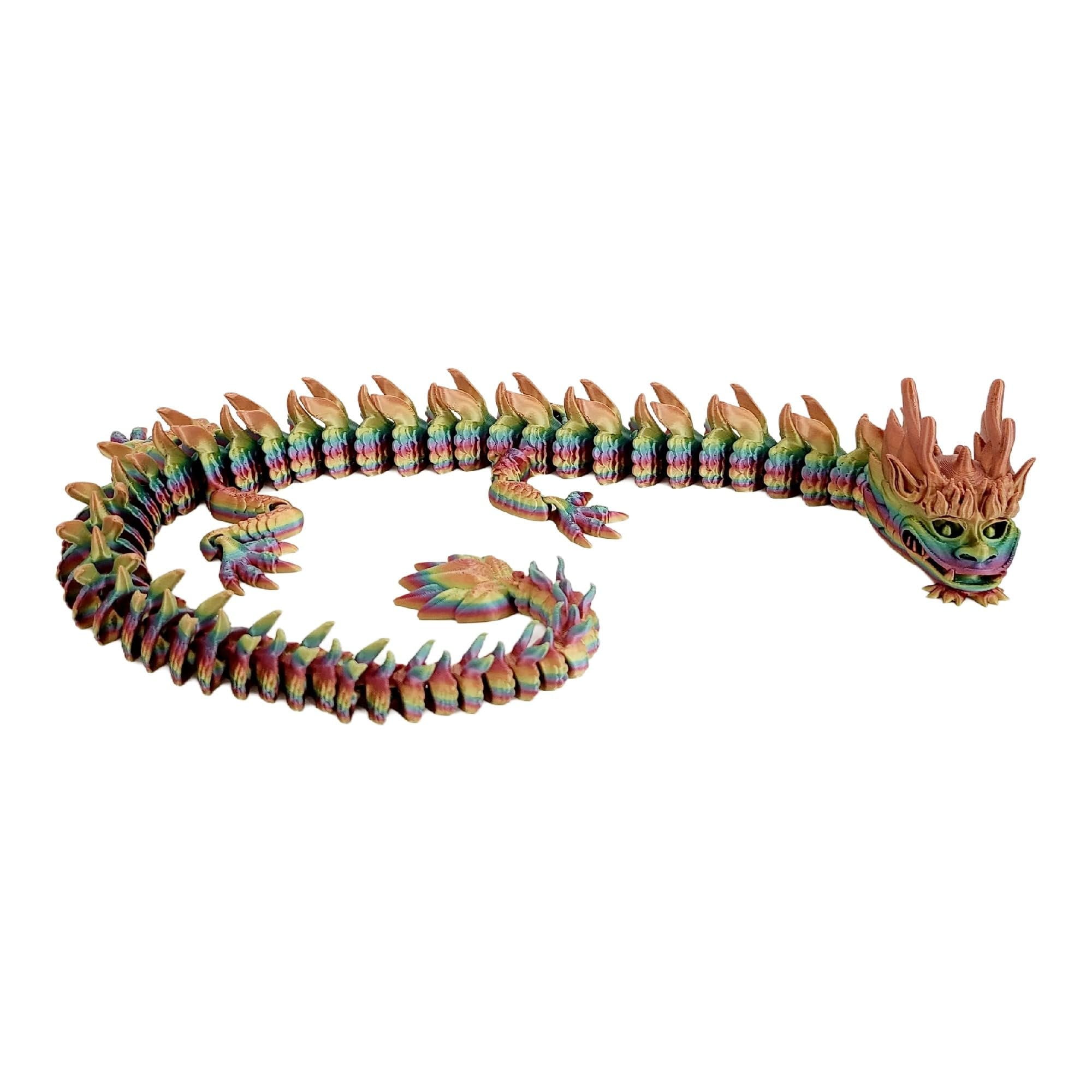 Flexible Articulated Fidget Toys Rainbow, Majestic 24-Inch Rainbow Dragon