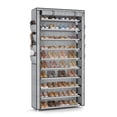 thumbnail image 1 of Zapatera alta con cubierta, organizador de zapatos de 10 niveles para 50-55 pares de zapatos y botas, estante de zapatos de gran capacidad con 8 bolsillos para clóset, entrada, cochera, 1 of 8