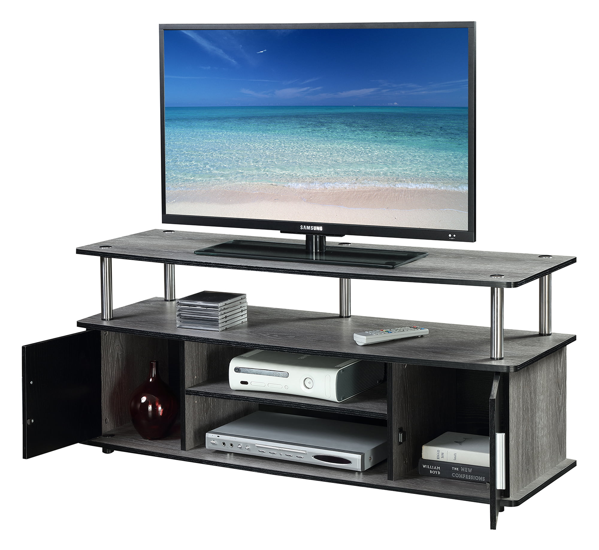 Gray/Black 151440WGY Convenience Concepts Designs2Go 60" Monterey TV Stand 