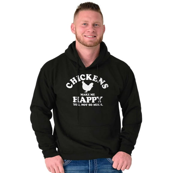 Chickens Make Me Happy Funny Country Unisex Plus Fleece Graphic Hoodie Brisco Brands 2X