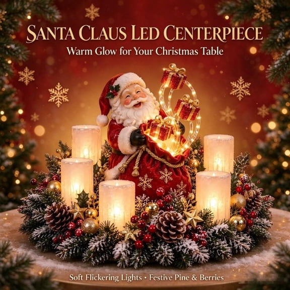 Christmas Lighted Centerpiece with Flameless Candle Glow, Indoor Christmas Table Centerpiece, Outdoor Solar Lights for Yard