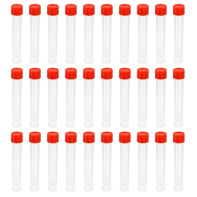 Unique Bargains 10mL Tubes à Essai en Plastique, 30 Pack Conteneur Congelé Bouchon à Vis Rouge de Stockage, Effacer