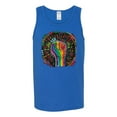 thumbnail image 2 of Wild Bobby The Power of Unity Colorful Fist Puff Print Fashion Mens Tank Top, Royal, Medium, 2 of 6