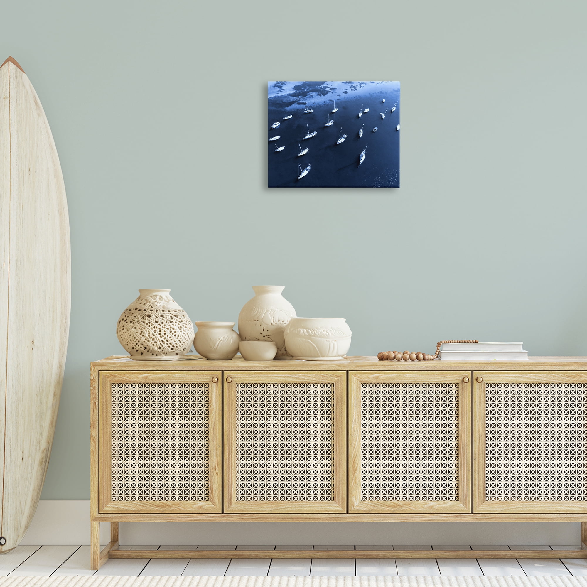 Stupell Industries Scattered Boats on Sea Transportation Photography Wrapped Canvas Art Print Wall Art, 20 x 16