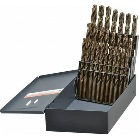 

Value Collection 0.234 to 0.413 118° Point Bright Finish Cobalt Jobber Length Drill Bit Set 26 Piece Standard Point Straight Shank Series 209