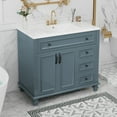 thumbnail image 2 of PORKISS 36" Bathroom Vanity with Ceramic Sink, Freestanding Bathroom Storage Cabinet with Flip-Out Drawer, 3 Drawers and 2 Doors, Wood Bathroom Vanity Cabinet with Gold Hardware, Blue Grey, 2 of 12