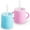 Pink and Blue, variant on PopYum  Silicone Training Cup with Straw and Lid, 2-Pack Pink/Purple