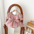 thumbnail image 4 of LYMAYTER ‌Infants Girls Sleeveless Romper for 3M-24M Baby Tulle Dress Newborn Knot Front Pleated Bodysui, 4 of 8