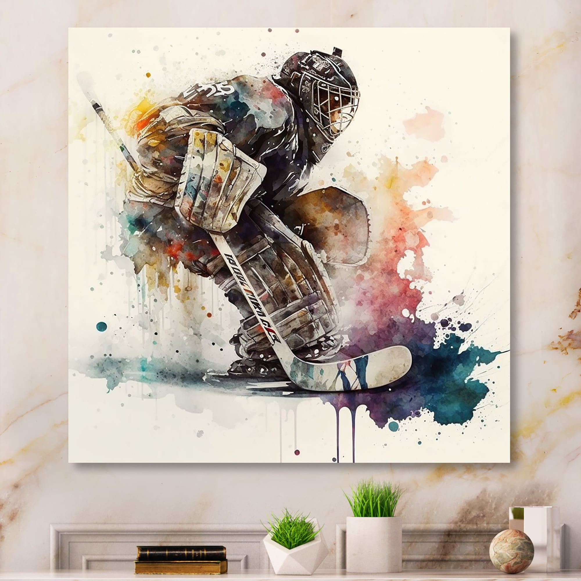 Designart Hockey Goalie During The Hockey Game I Canvas Wall Art