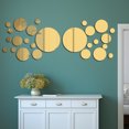 thumbnail image 2 of Xiao Hua 26 pieces of removable 3D mirror wall stickers, circular stickers, art murals, home room DIY decoration (gold), 2 of 3
