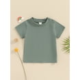 thumbnail image 2 of Loicainy Baby Toddler Boy Solid Color T shirt 6 12 18 24 Months 2T 3T 4T Short Sleeve Crew Neck Summer Tops Clothes for Casual Daily, 2 of 9