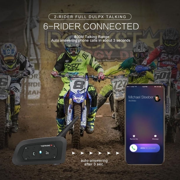 V6 1200M motocicleta Bluetooth-compatible casco auricular intercomunicador interfono (1pc)