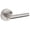 Satin Nickel, variant on Kwikset Milan Lever with Round Rose Privacy in Iron Black