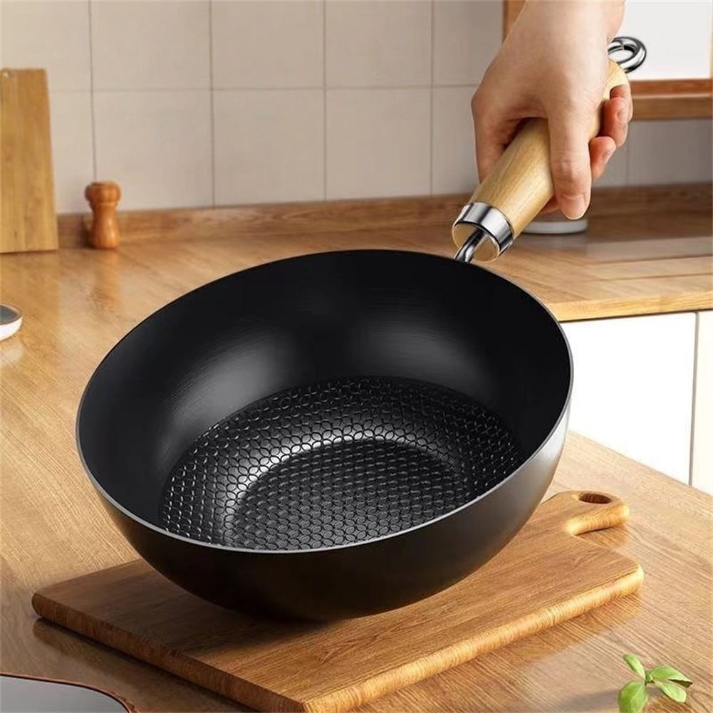 Non-stick Frying Pan for Flat Bottom Wok Iron Pots Kitchen Cookware With Glass Cover