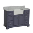 thumbnail image 3 of Zelda 48" Farmhouse Bathroom Vanity with Powder Gray Cabinet and Carrara Marble Top, 3 of 6