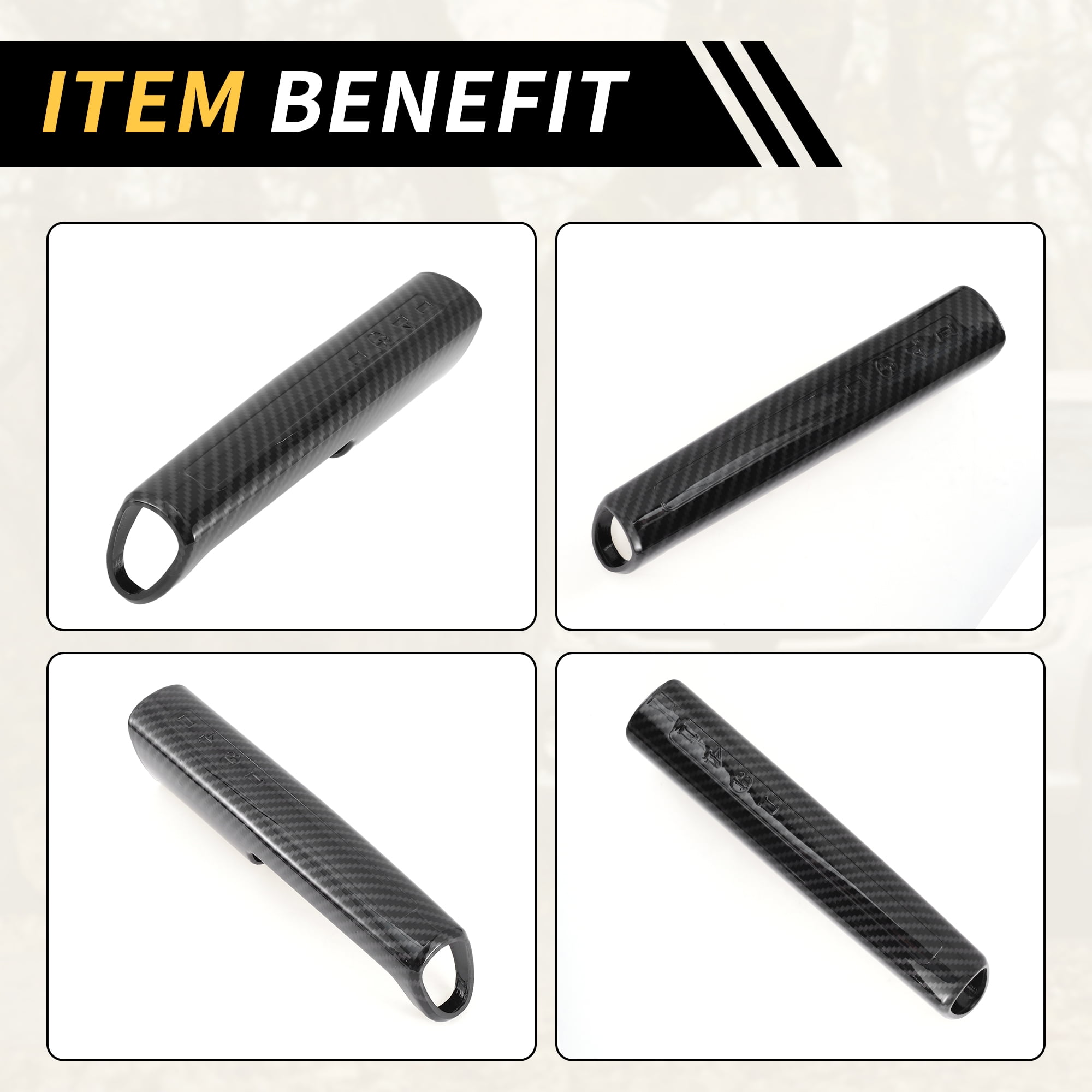 Unique Bargains 1 Pcs Parking Handbrake Cover Trim for Jeep Wrangler JK JKU 2011-2017 Parking Brake Handle Decorative Protector Carbon Fiber Pattern ABS Black