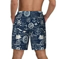 thumbnail image 2 of Lsque Mens Swim Trunks Sailing Cruises Nautical Pattern - Bathing Suit Compression Liner - Beach Swim Shorts Swimwear - (S-3XL) - Stretch Quick Dry -Medium, 2 of 9