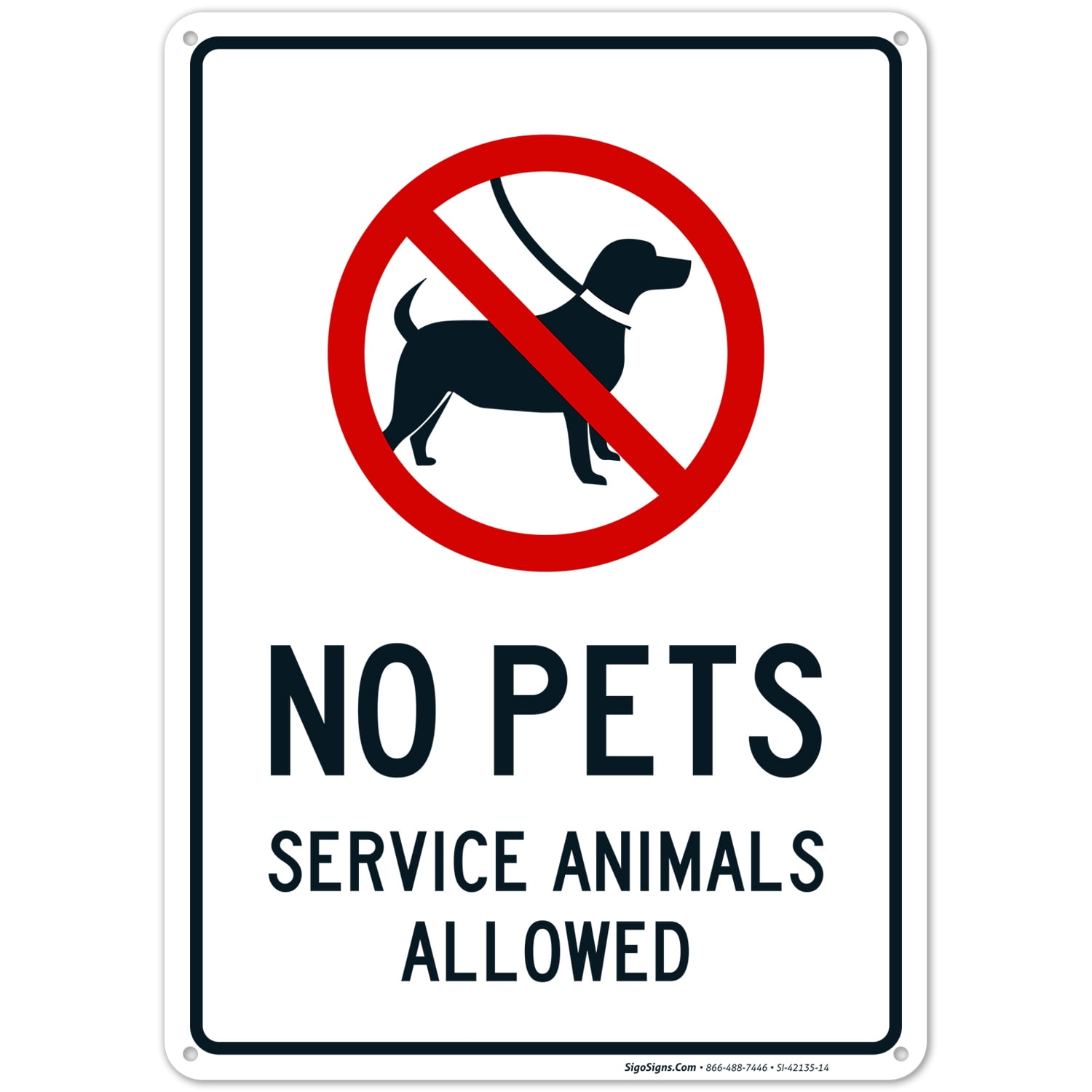 No Pets Allowed Sign, Service Animals Allowed Sign,