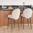 thumbnail image 4 of Home Square 30.3" Mid-Century Velvet Barstool in Cream - Set of 3, 4 of 7