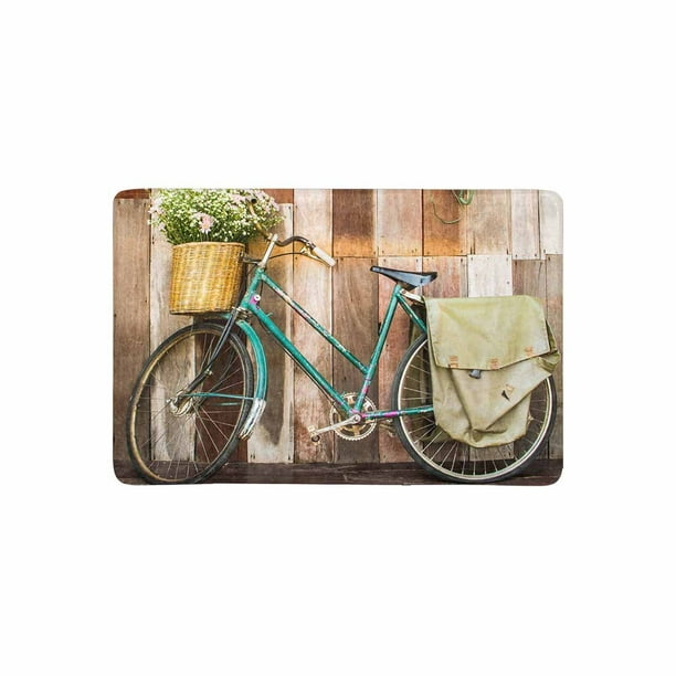 MKHERT Vintage Bicycle Bike with Flowers on Vintage Wooden House Wall