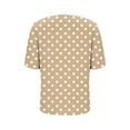 thumbnail image 6 of Ayolanni Collarless Shirts for Women Dressy Polka Dots V-Neck Short Sleeve Casual Blouse Fitted Office Ladies Tees 2026 Summer Tops Yellow L, 6 of 7