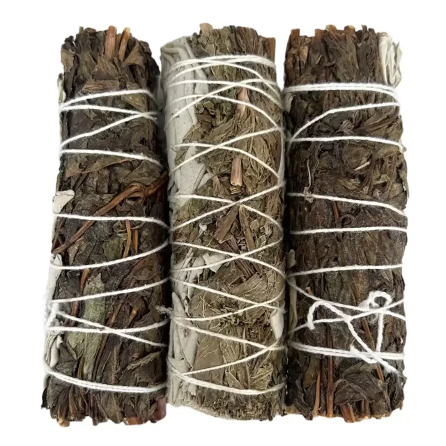 Sahumerio de Salvia Blanca con Menta 10 cm – Pack de 3 Piezas Fragancia Refrescante y Herbal para Ambientes Naturales