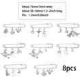 thumbnail image 2 of 8Pcs 8Styles Zinc Alloy Charms Safety Pin Brooches Set Lapel Pins for Backpack Clothes Decoration Silve, 2 of 6
