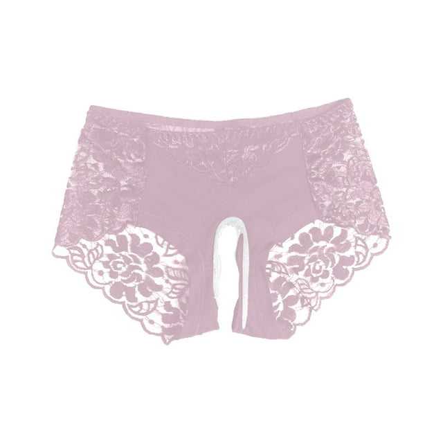 Tanga de encaje con abertura en la entrepierna y cintura baja para mujer: lencería sexy con estampado floral y tejido elástico para ropa íntima