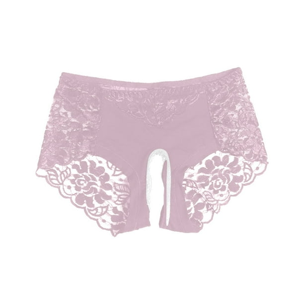 Tanga de encaje con abertura en la entrepierna y cintura baja para mujer: lencería sexy con estampado floral y tejido elástico para ropa íntima