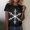 #400-Multicolor, variant on Haivin Women's Christmas Print T-shirt, Short-Sleeve Round Neck Top for Holiday, Party and Daily Casual Wear