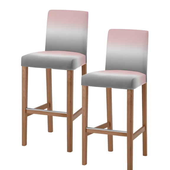 Gradient Pink Grey Bar Stool Covers Set of 2, Modern Abstract Color Ombré Art Stretch Washable Bar Chair Covers with Backs, Removable Pub Counter Height Chair Cover for Kitchen Dining Room Cafe