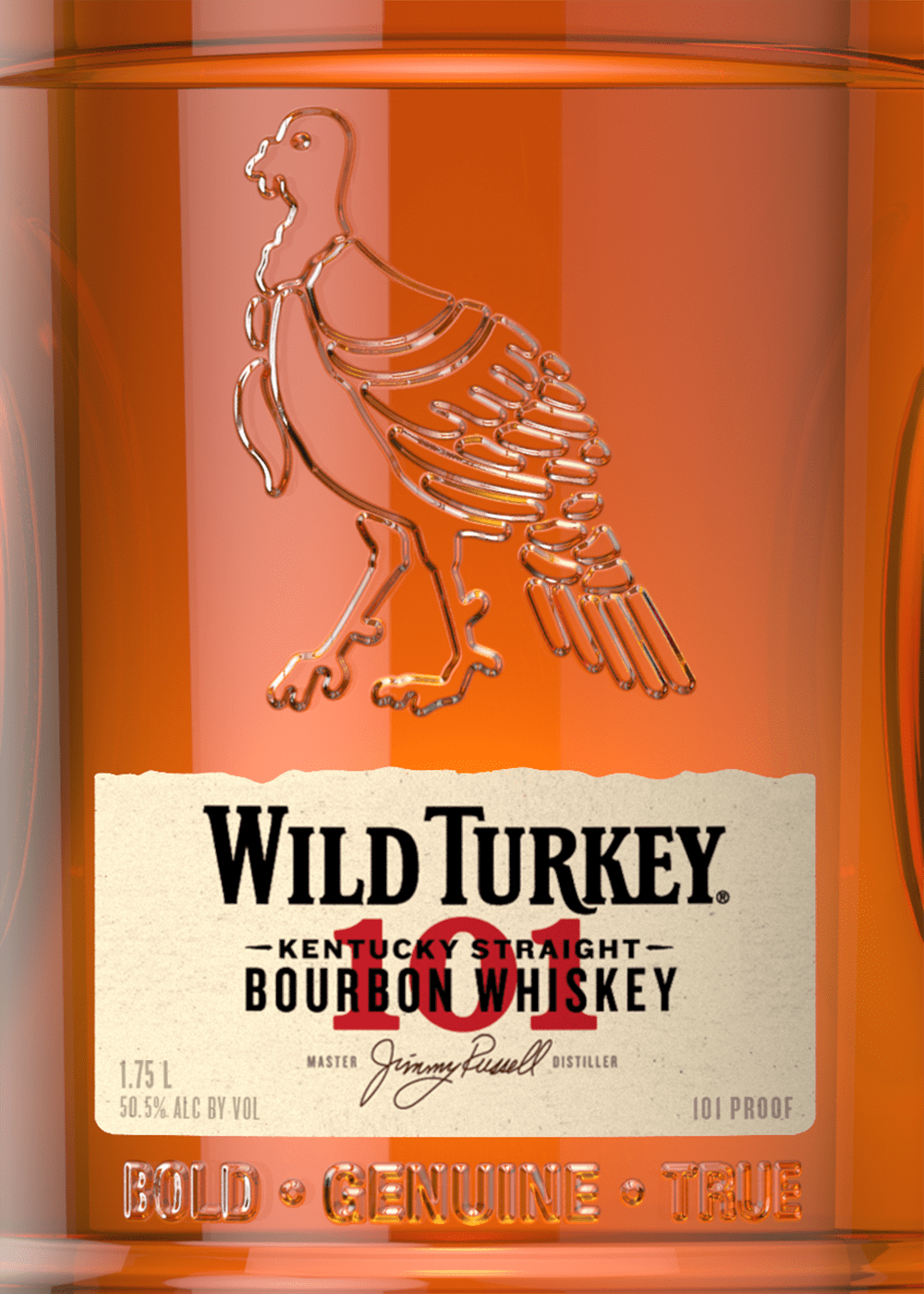 Wild Turkey 101 Bourbon, 1.75 L Bottle, 50.5% ABV, Kentucky