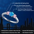 thumbnail image 2 of Gem Stone King 1.00 Cttw Simulated Blue Opal and Pink Lab Grown Diamond Engagement Ring for Women | 925 Sterling Silver | Round Cabochon 5MM | Three Stone Wedding Engagement Anniversary Ring | Size 9, 2 of 6