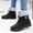 Black, variant on Womens Yellow Winter Snow Boots, Faux Faux Fur Lined Ankle-High Lace-Up, Anti-Slip Rubber Outsole Soft Flock Upper for Cold Snowy Weather,Size 39