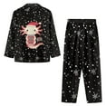 thumbnail image 7 of FOR U DESIGNS Christmas Axolotl Pajama Sets for Women 2 Piece Pants Button Up Sleepwear Long Sleeve V-neck Tops and Pants for Women Size XS Womens Button Front Jogger, 7 of 7