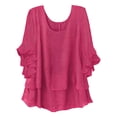thumbnail image 4 of Nmnitkp Oversized Women's Short Sleeve T-Shirts Ruffle Sleeve Crew Neck T-Shirt, Loose Fit Solid Color Flowy Summer Tops for Daily Wear Hot Pink,L, 4 of 6