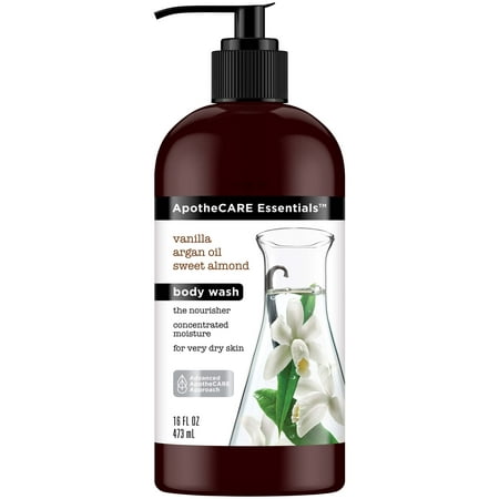 ApotheCARE Essentials Vanilla, Argan Oil, Sweet Almond, Sulfate Free Moisturizing Body Wash, 16