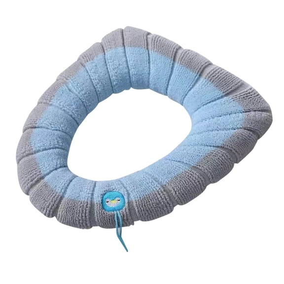 XMMSWDLA Toilet Mat Toilet Seat Cushion Winter Thickened Toilet Cover Knitted Toilet Seat Cushion Washable Household Toilet Cover today prime (Blue)