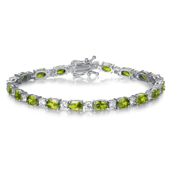 Fanci Me August Birthstone Bracelet for Women Sterling Silver Created Peridot Tennis Bracelet August Birthstone Bracelets Charm Fine Jewelry for Women Mom 7 inches