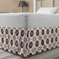 thumbnail image 1 of Goat Bed Skirt, Composition of Animal Faces in Circles on a Background of Streaks Overlapping, Elastic Bedskirt Dust Ruffle Wrap Around for Bedding Decor, 4 Sizes, Brown Blush White, by Ambesonne, 1 of 2
